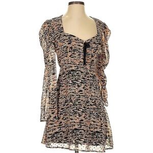 Zara Animal Print Spotted Partially Sheer Cocktail Dress